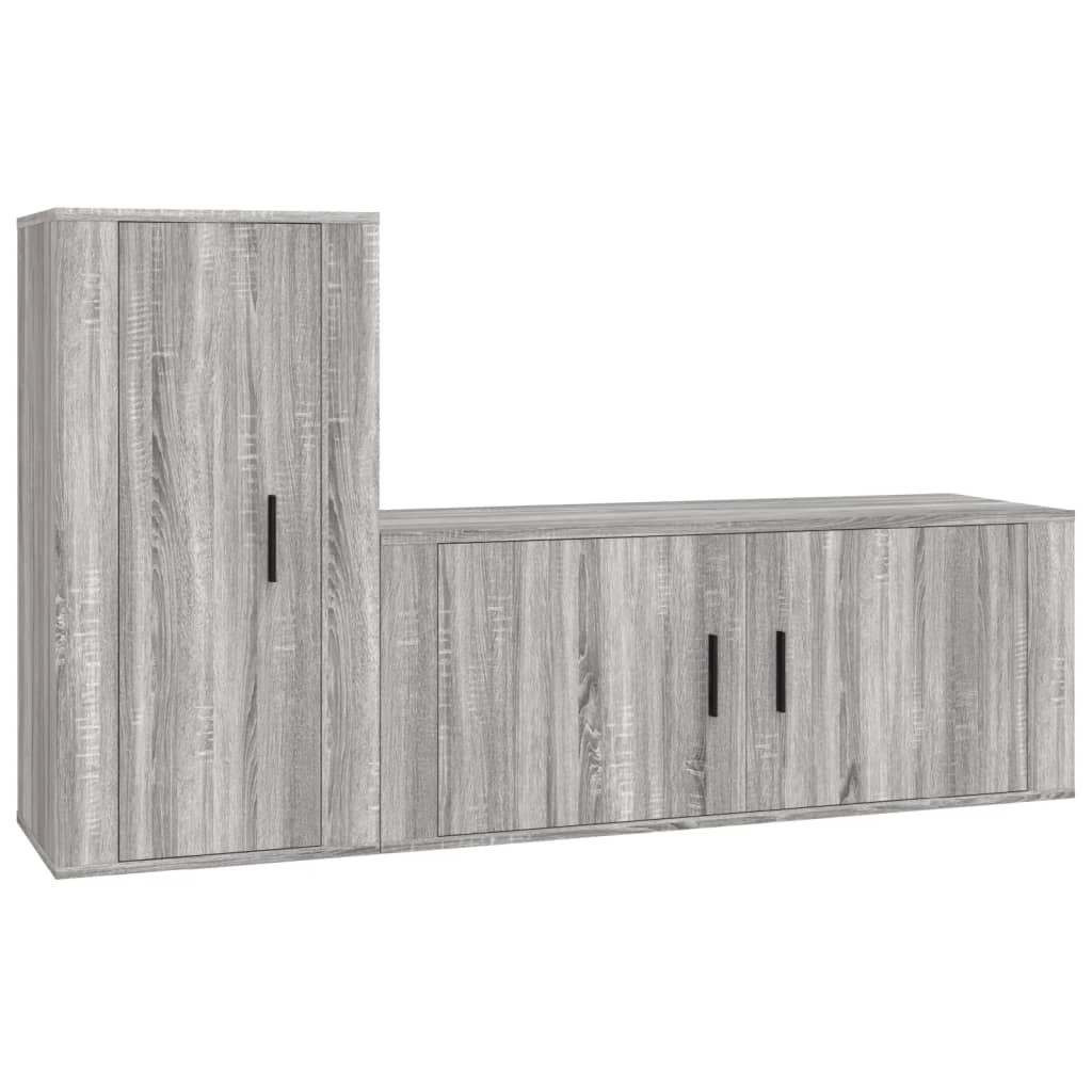 Set Mobili Porta TV 2 pz Grigio Sonoma in Legno Multistrato - homemem39