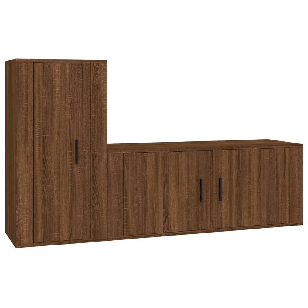 Set Mobili Porta TV 2 pz Rovere Marrone in Legno Multistrato - homemem39