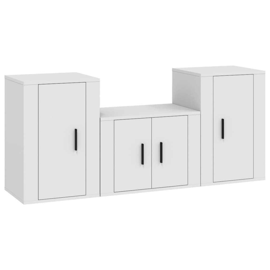 Set Mobili Porta TV 3 pz Bianco in Legno Multistrato - homemem39