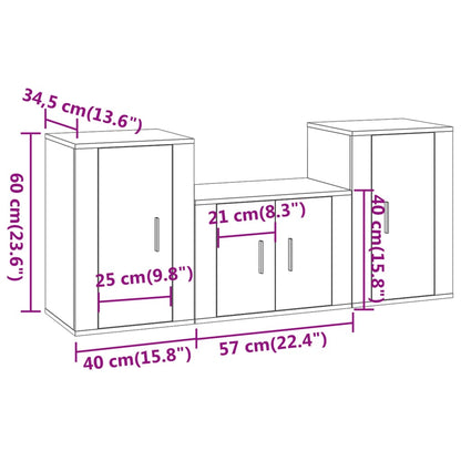 Set Mobili Porta TV 3 pz Bianco in Legno Multistrato - homemem39