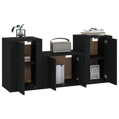 Set Mobili Porta TV 3 pz Nero in Legno Multistrato - homemem39