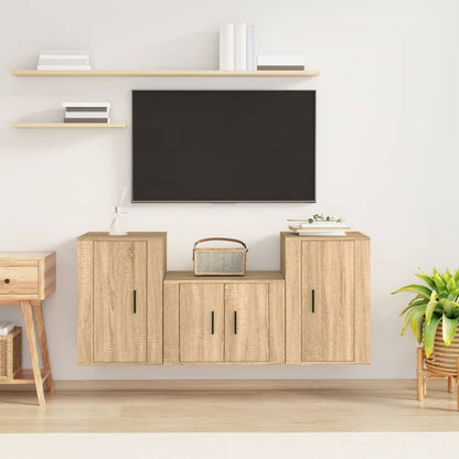 Set di Mobili Porta TV 3 pz Rovere Sonoma in Legno Multistrato - homemem39