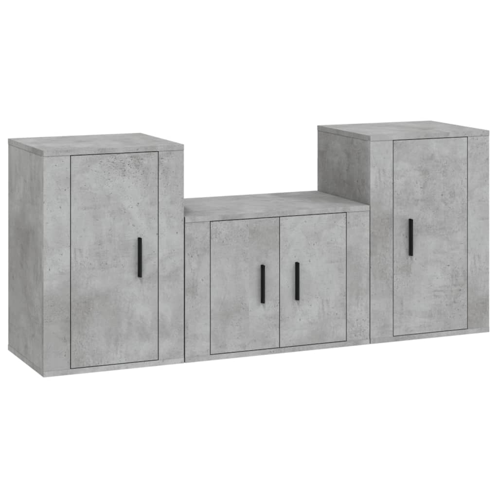 Set di Mobili Porta TV 3 pz Grigio Cemento in Legno Multistrato - homemem39