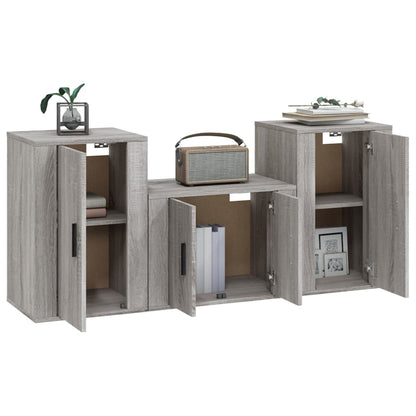 Set Mobili Porta TV 3 pz Grigio Sonoma in Legno Multistrato - homemem39