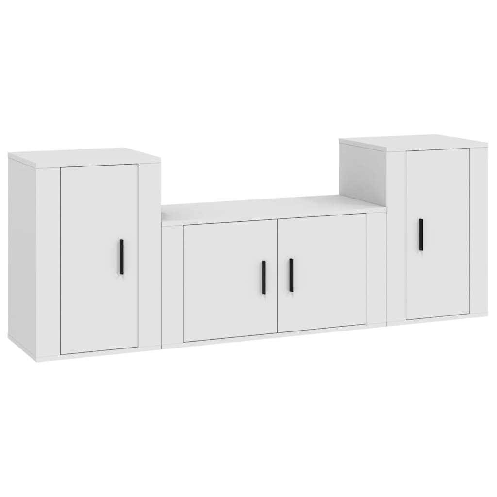 Set Mobili Porta TV 3 pz Bianco in Legno Multistrato - homemem39