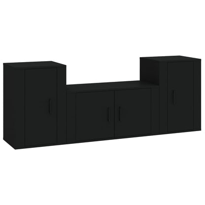 Set Mobili Porta TV 3 pz Nero in Legno Multistrato - homemem39