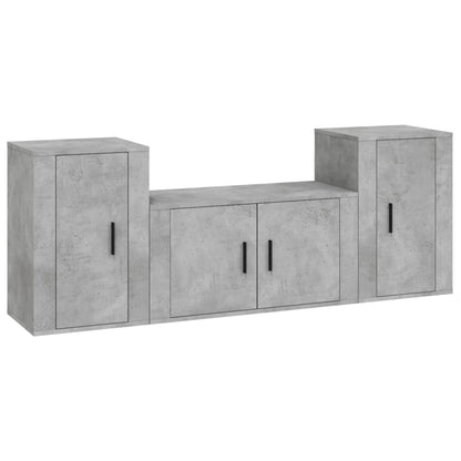 Set di Mobili Porta TV 3 pz Grigio Cemento in Legno Multistrato - homemem39