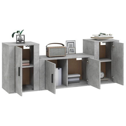 Set di Mobili Porta TV 3 pz Grigio Cemento in Legno Multistrato - homemem39