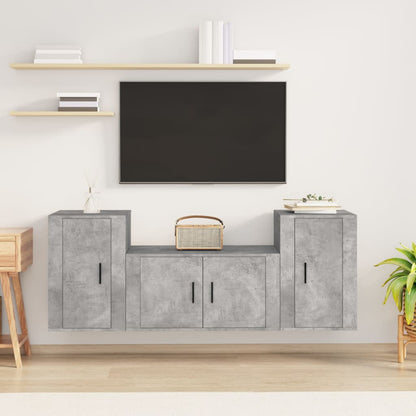 Set di Mobili Porta TV 3 pz Grigio Cemento in Legno Multistrato - homemem39