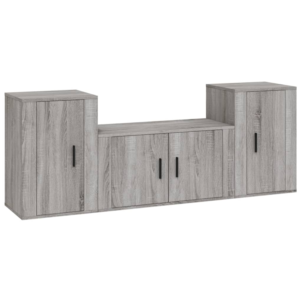 Set Mobili Porta TV 3 pz Grigio Sonoma in Legno Multistrato - homemem39