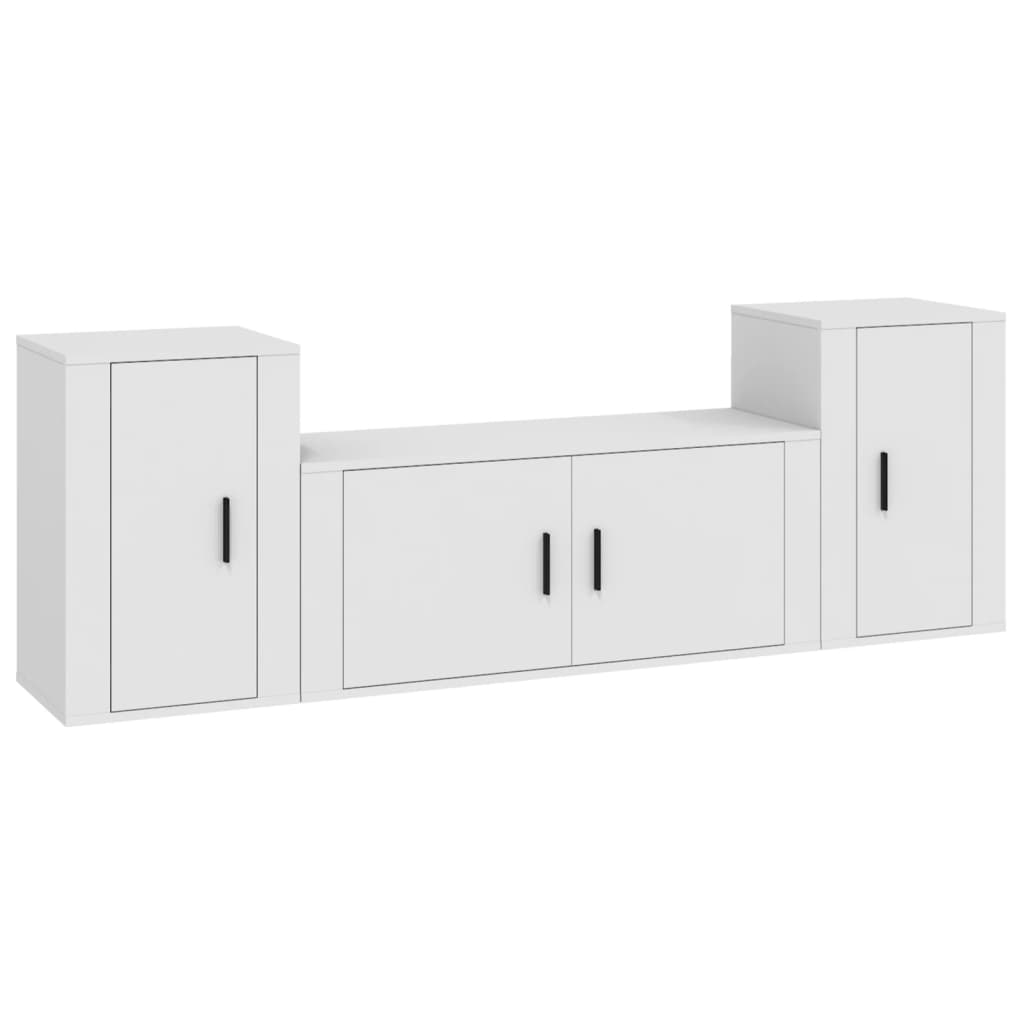 Set Mobili Porta TV 3 pz Bianco in Legno Multistrato - homemem39