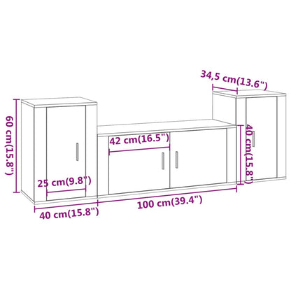 Set Mobili Porta TV 3 pz Bianco in Legno Multistrato - homemem39