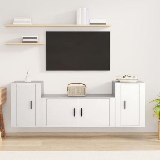 Set Mobili Porta TV 3 pz Bianco in Legno Multistrato - homemem39