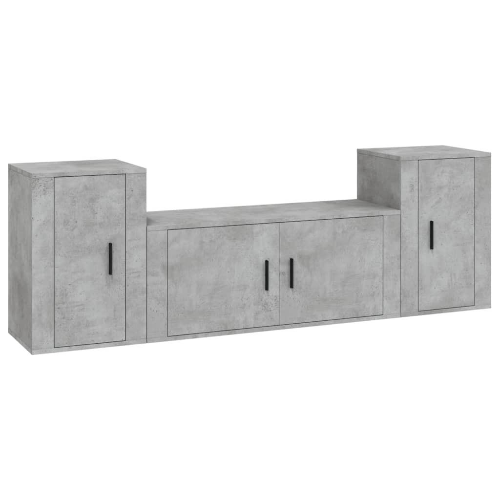 Set di Mobili Porta TV 3 pz Grigio Cemento in Legno Multistrato - homemem39