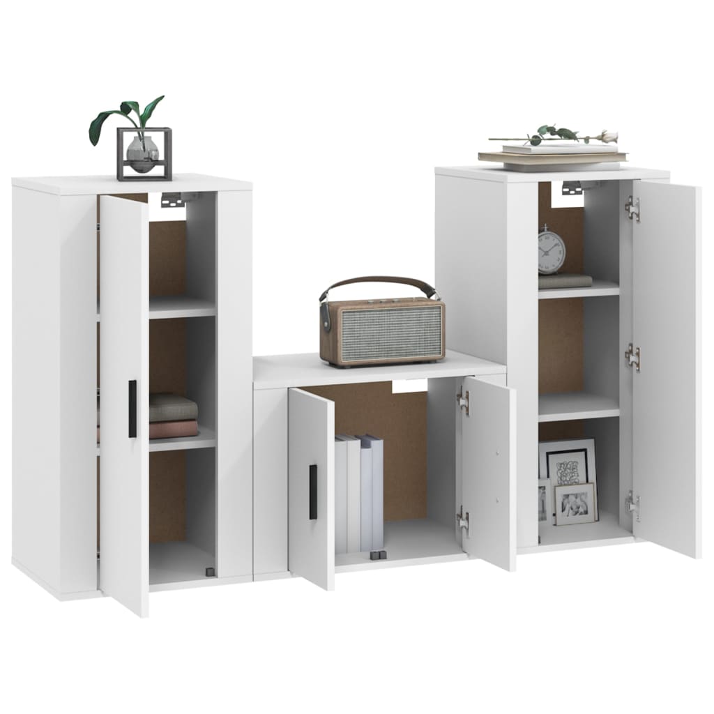 Set Mobili Porta TV 3 pz Bianco in Legno Multistrato - homemem39