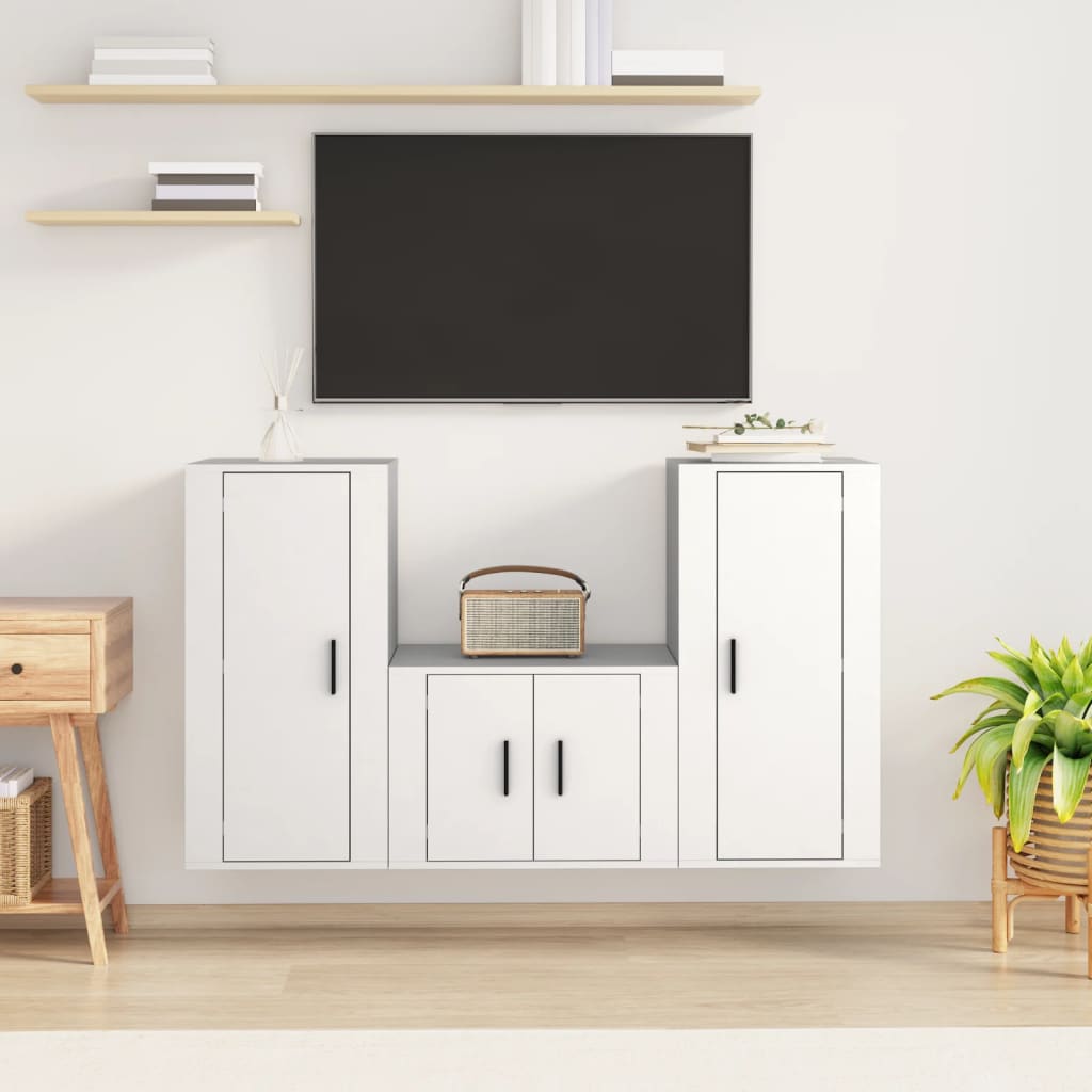 Set Mobili Porta TV 3 pz Bianco in Legno Multistrato - homemem39