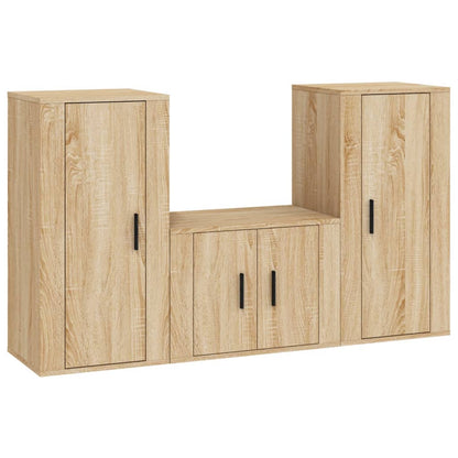 Set di Mobili Porta TV 3 pz Rovere Sonoma in Legno Multistrato - homemem39