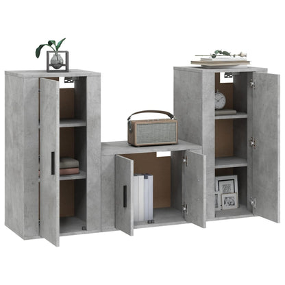 Set di Mobili Porta TV 3 pz Grigio Cemento in Legno Multistrato - homemem39