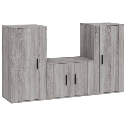 Set Mobili Porta TV 3 pz Grigio Sonoma in Legno Multistrato - homemem39