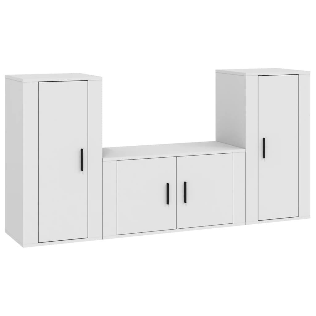 Set Mobili Porta TV 3 pz Bianco in Legno Multistrato - homemem39