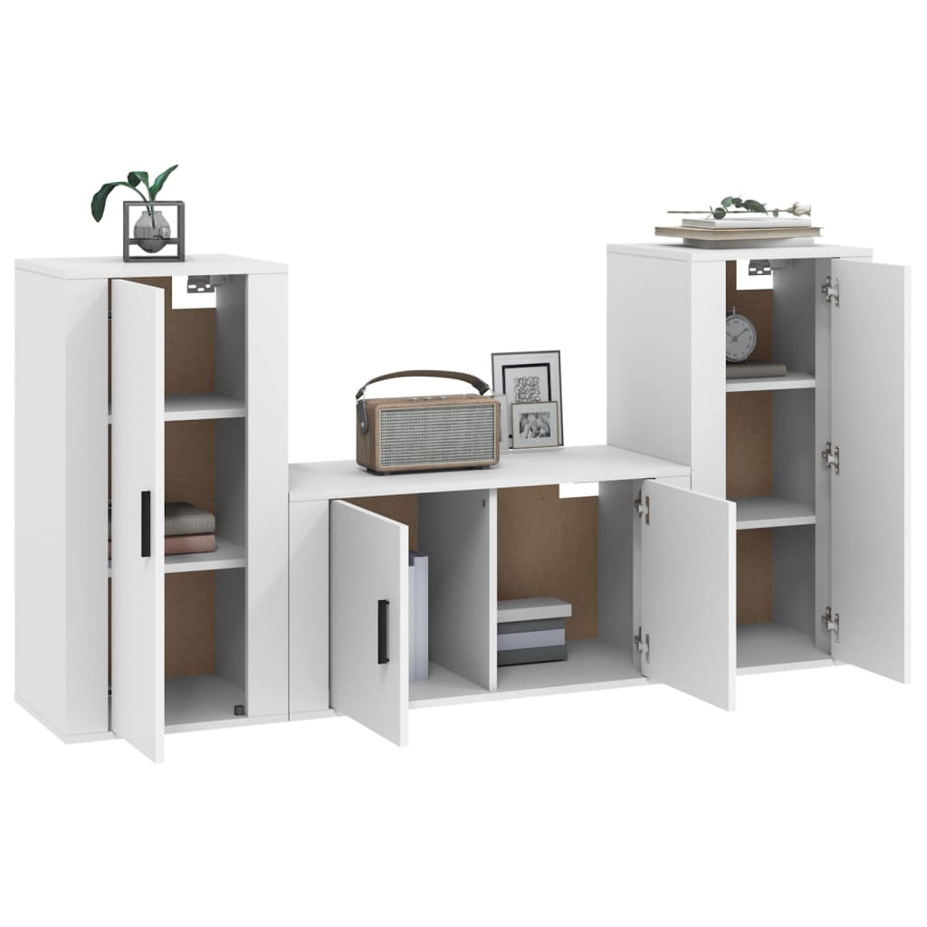 Set Mobili Porta TV 3 pz Bianco in Legno Multistrato - homemem39