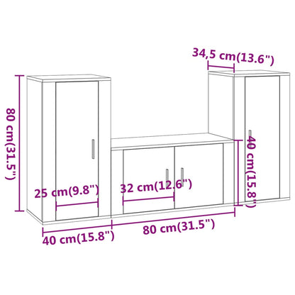 Set Mobili Porta TV 3 pz Bianco in Legno Multistrato - homemem39