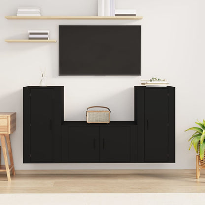 Set Mobili Porta TV 3 pz Nero in Legno Multistrato - homemem39