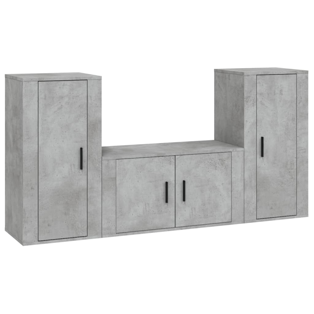 Set di Mobili Porta TV 3 pz Grigio Cemento in Legno Multistrato - homemem39