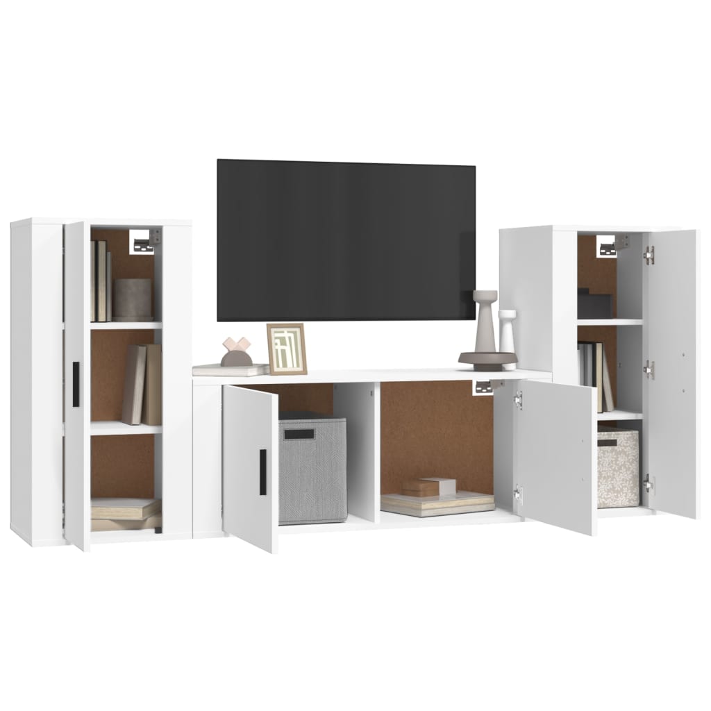 Set Mobili Porta TV 3 pz Bianco in Legno Multistrato - homemem39