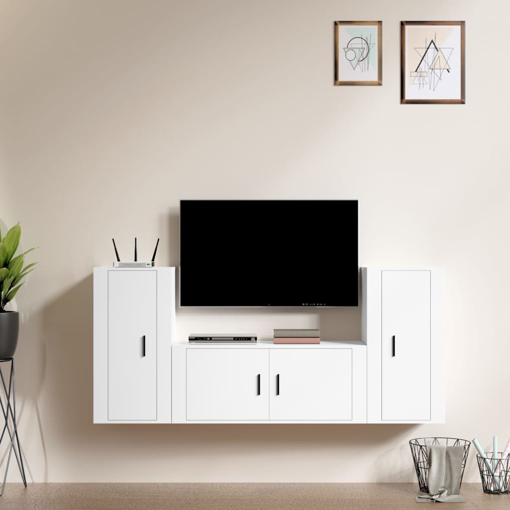 Set Mobili Porta TV 3 pz Bianco in Legno Multistrato - homemem39