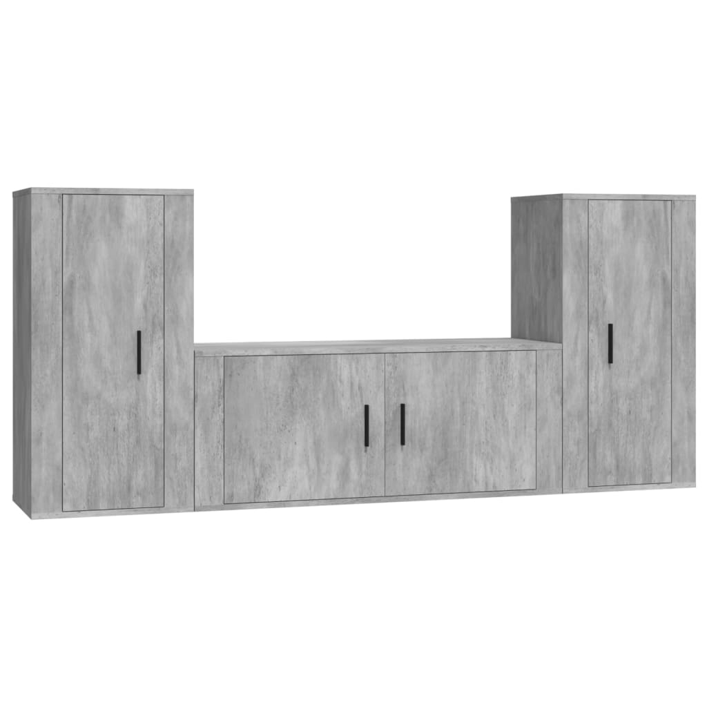 Set di Mobili Porta TV 3 pz Grigio Cemento in Legno Multistrato - homemem39