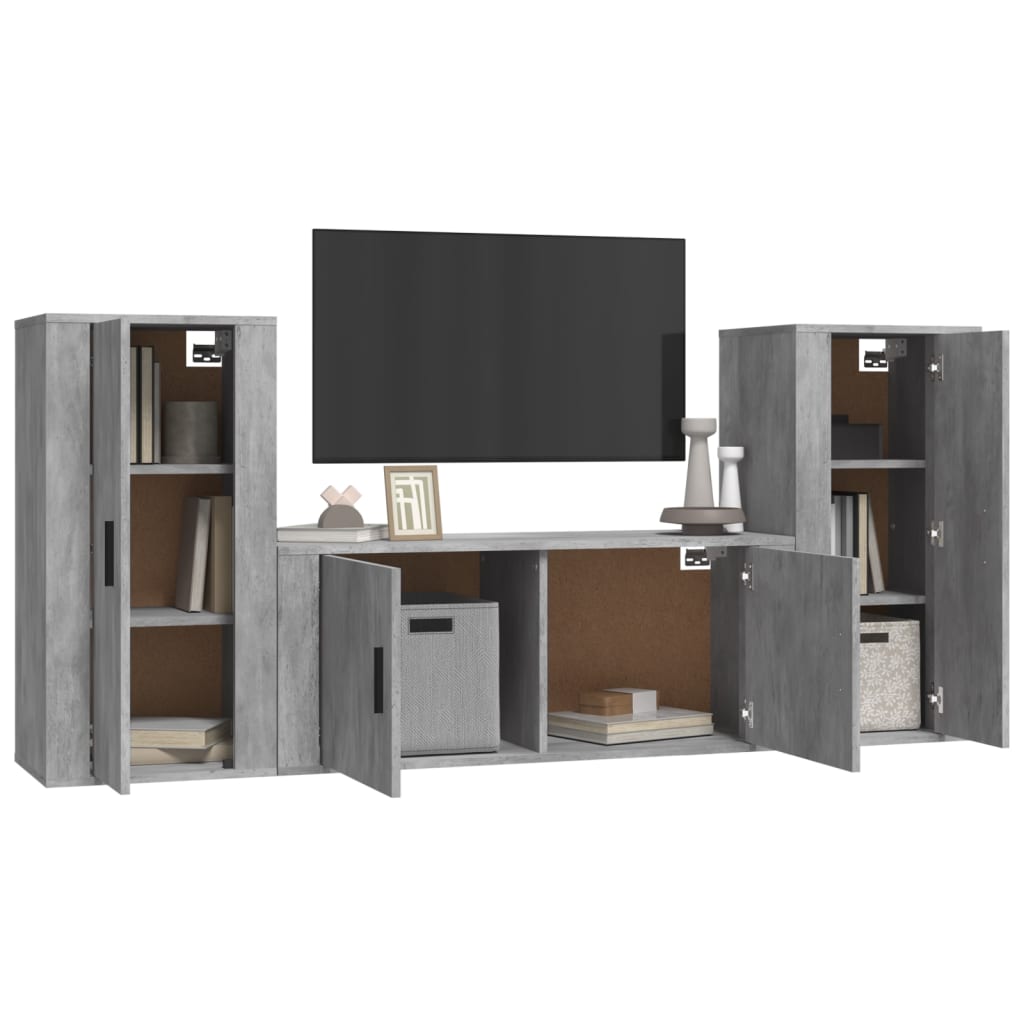 Set di Mobili Porta TV 3 pz Grigio Cemento in Legno Multistrato - homemem39