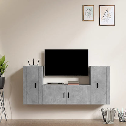 Set di Mobili Porta TV 3 pz Grigio Cemento in Legno Multistrato - homemem39