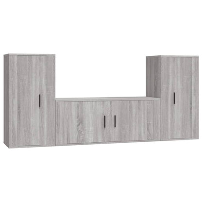 Set Mobili Porta TV 3 pz Grigio Sonoma in Legno Multistrato - homemem39