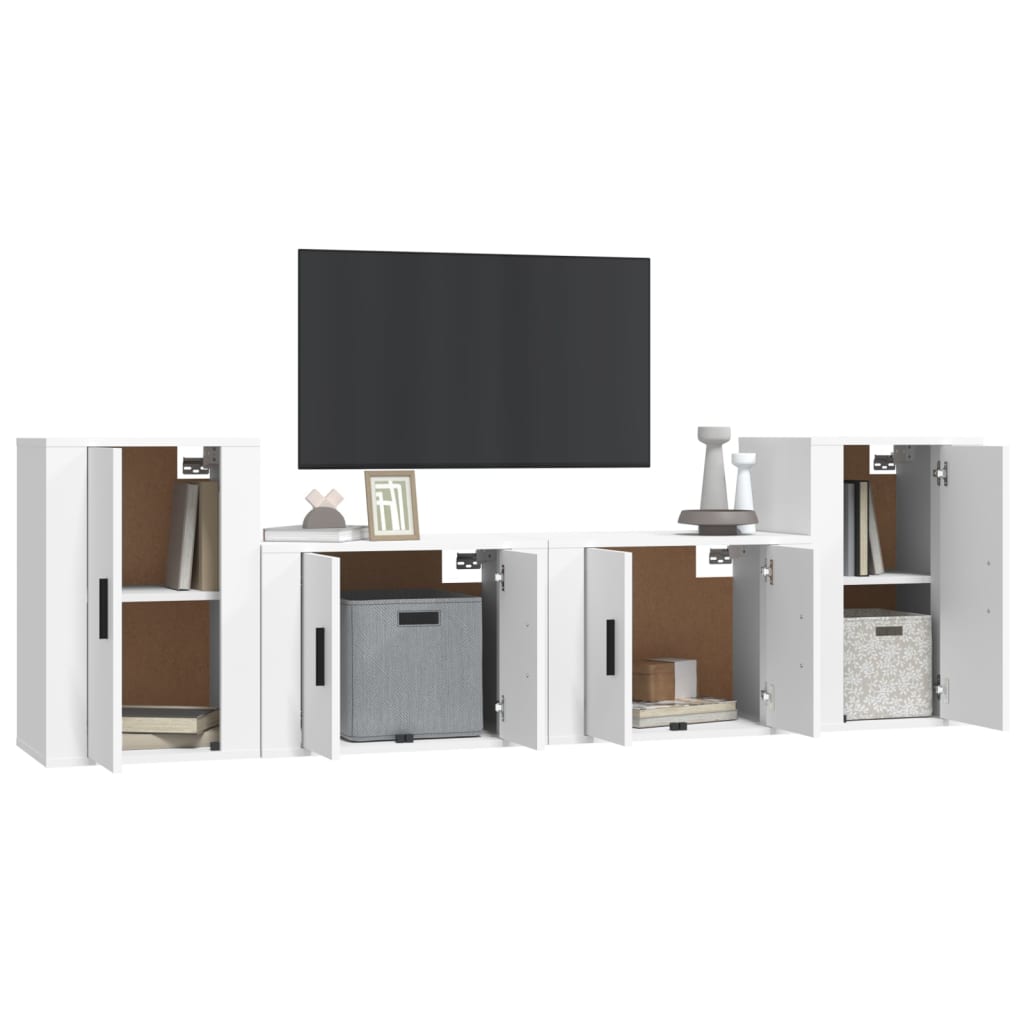 Set di Mobili Porta TV 4 pz Bianco in Legno Multistrato - homemem39