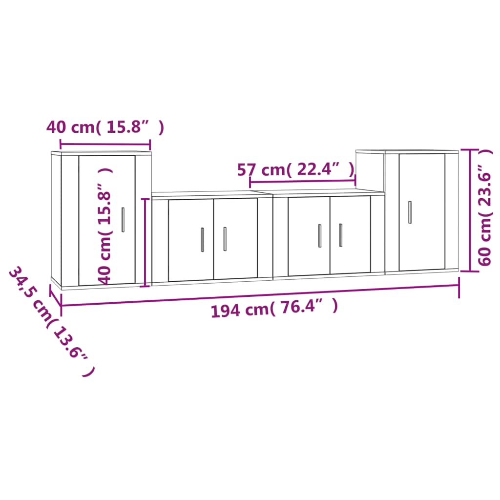 Set di Mobili Porta TV 4 pz Bianco in Legno Multistrato - homemem39