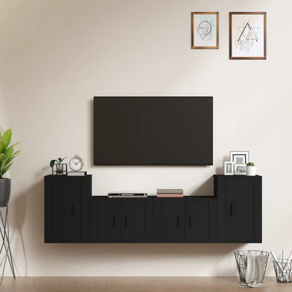 Set Mobili Porta TV 4 pz Nero in Legno Multistrato - homemem39