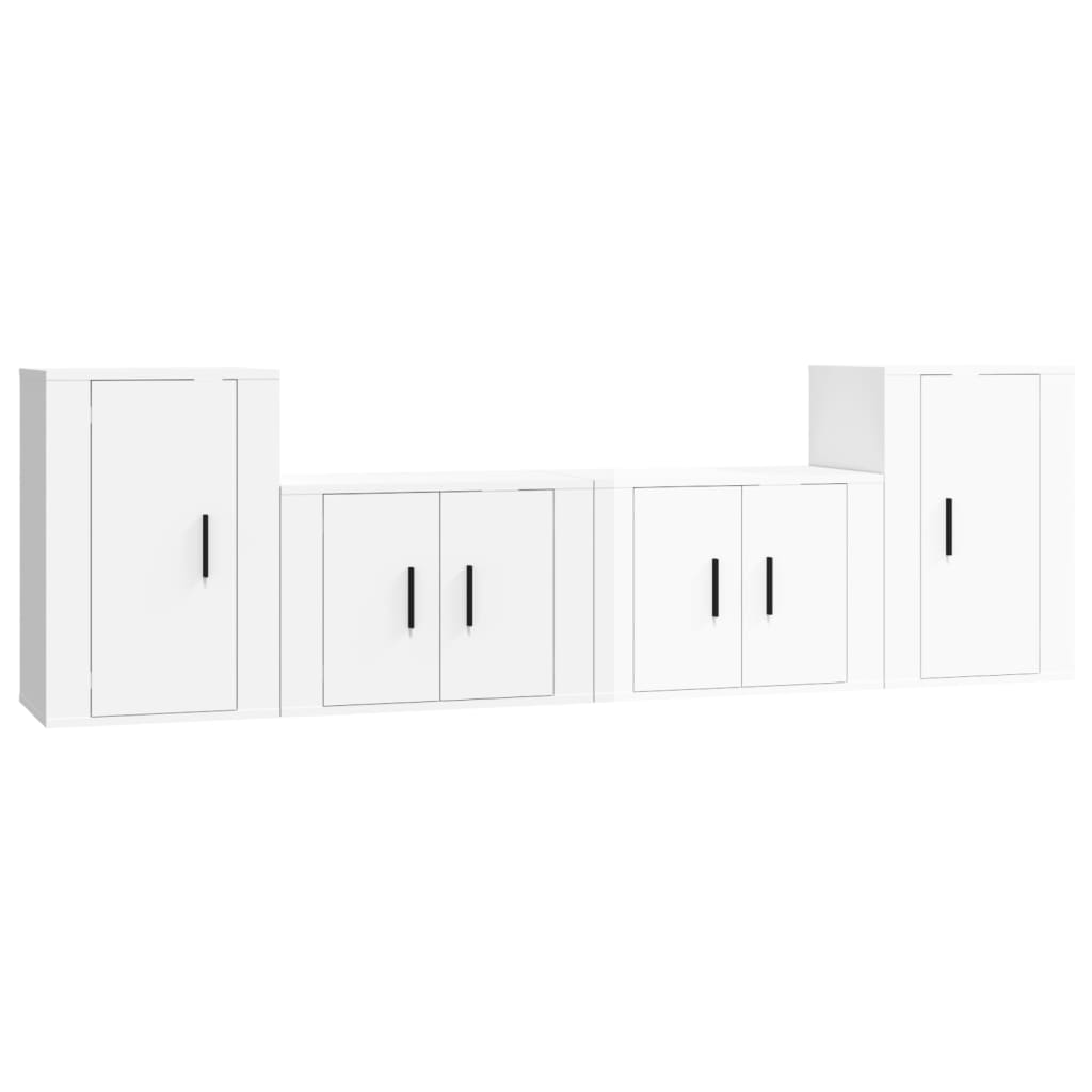 Set di Mobili Porta TV 4 pz Bianco Lucido in Legno Multistrato - homemem39