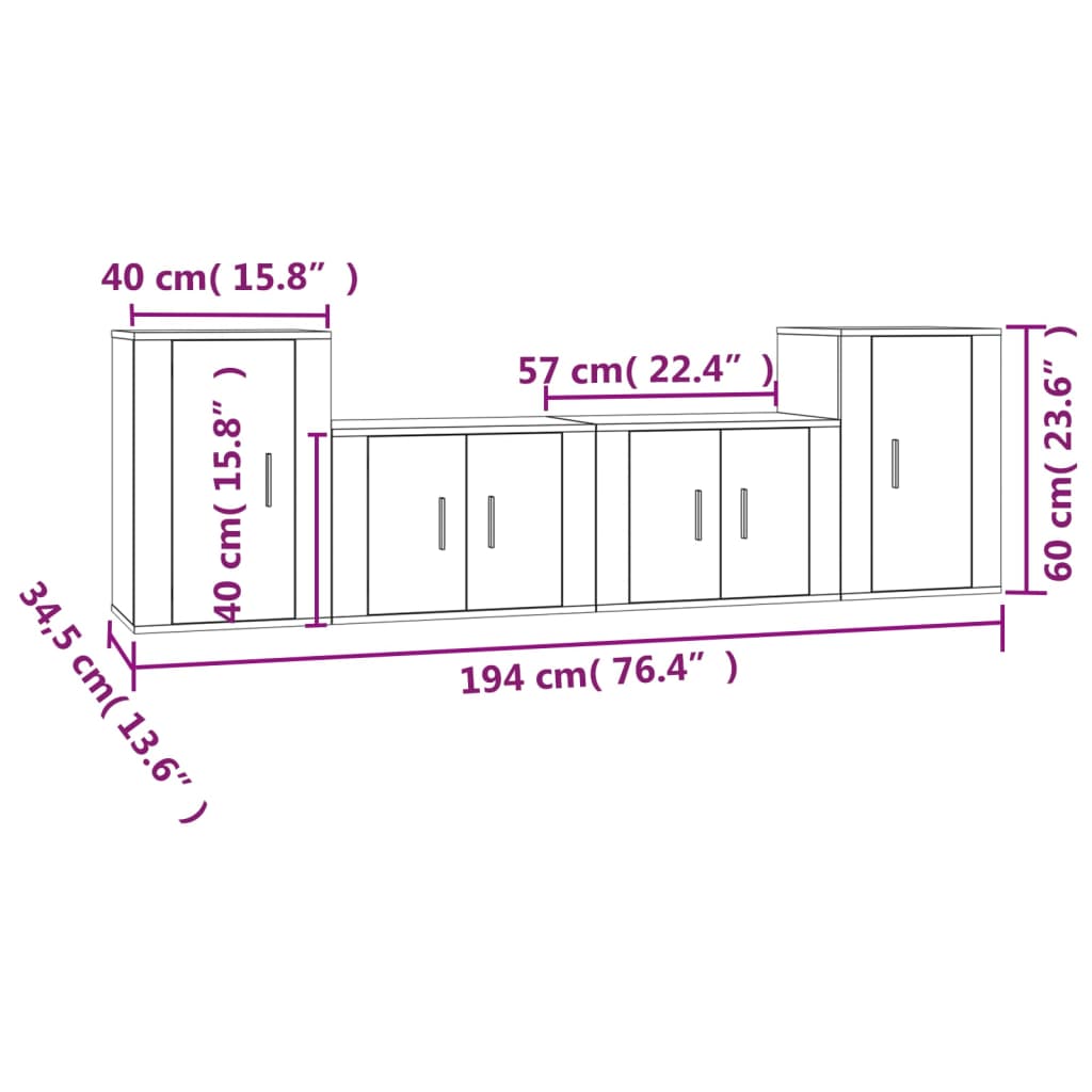 Set di Mobili Porta TV 4 pz Bianco Lucido in Legno Multistrato - homemem39