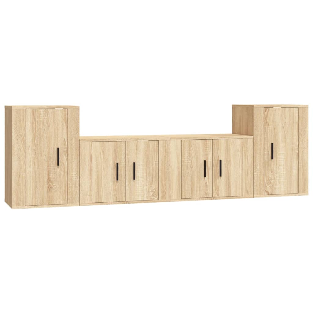 Set di Mobili Porta TV 4 pz Rovere Sonoma in Legno Multistrato - homemem39