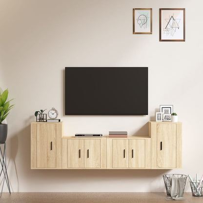 Set di Mobili Porta TV 4 pz Rovere Sonoma in Legno Multistrato - homemem39