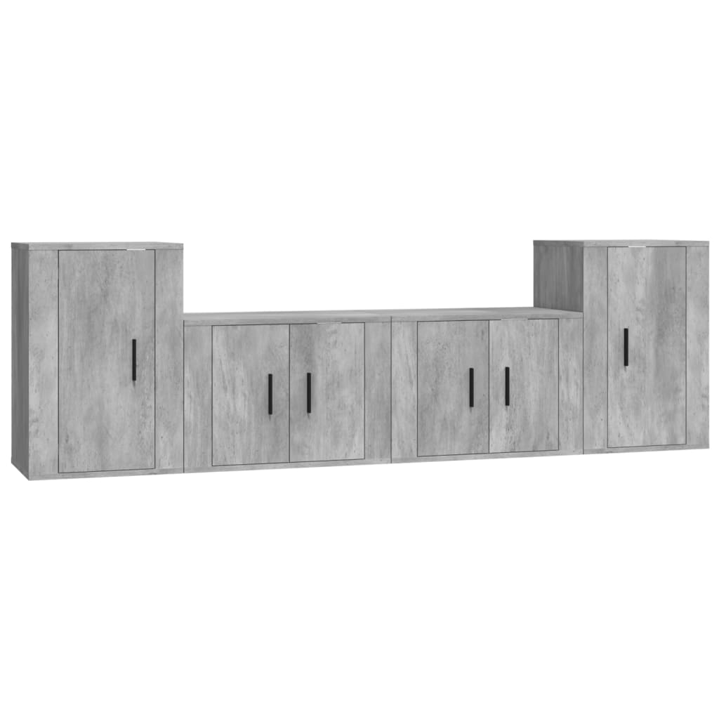 Set di Mobili Porta TV 4 pz Grigio Cemento in Legno Multistrato - homemem39