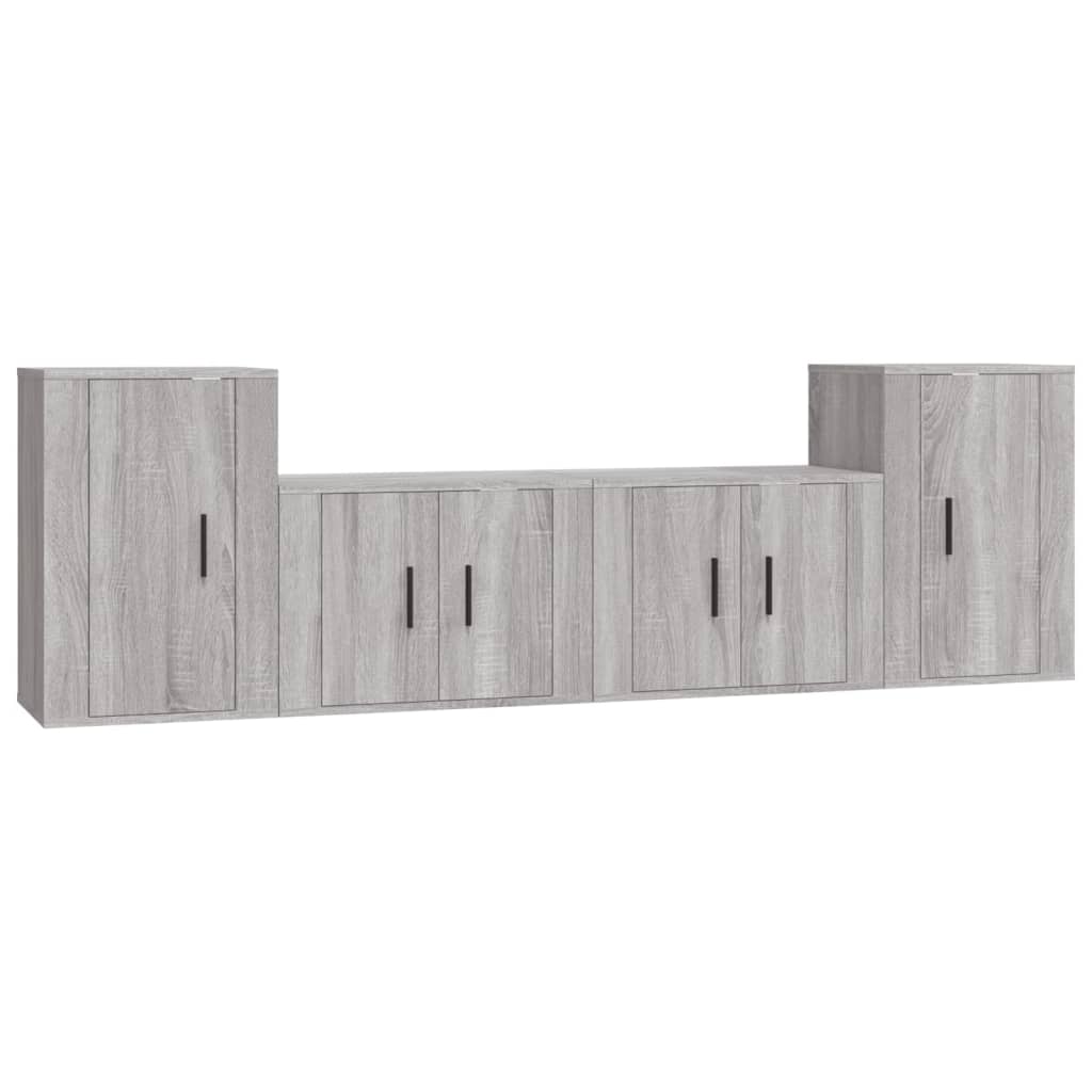 Set di Mobili Porta TV 4 pz Grigio Sonoma in Legno Multistrato - homemem39