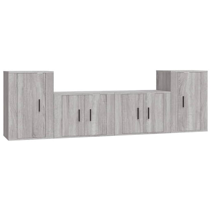 Set di Mobili Porta TV 4 pz Grigio Sonoma in Legno Multistrato - homemem39