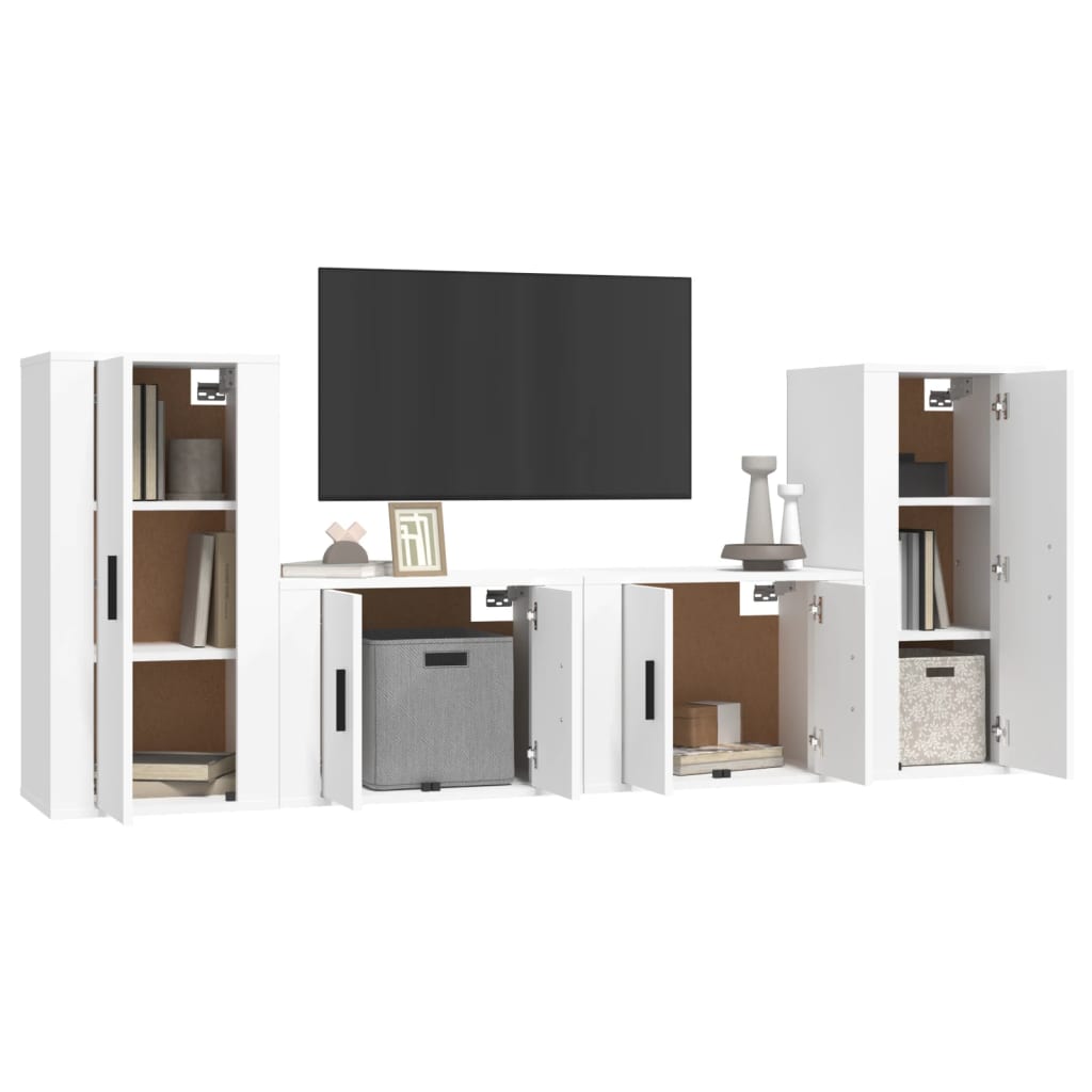 Set di Mobili Porta TV 4 pz Bianco in Legno Multistrato - homemem39