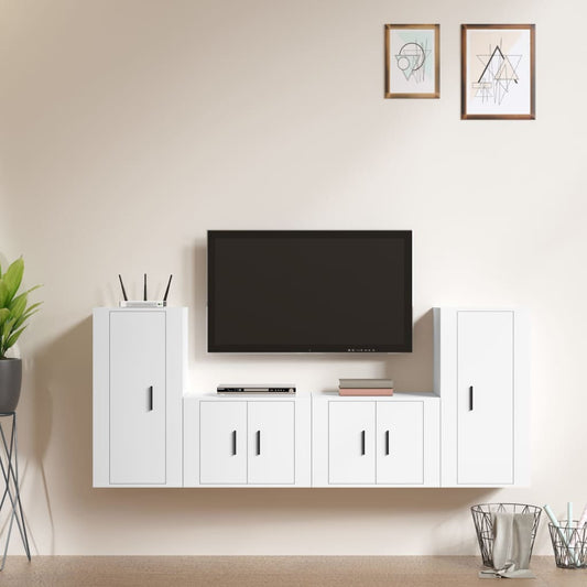 Set di Mobili Porta TV 4 pz Bianco in Legno Multistrato - homemem39