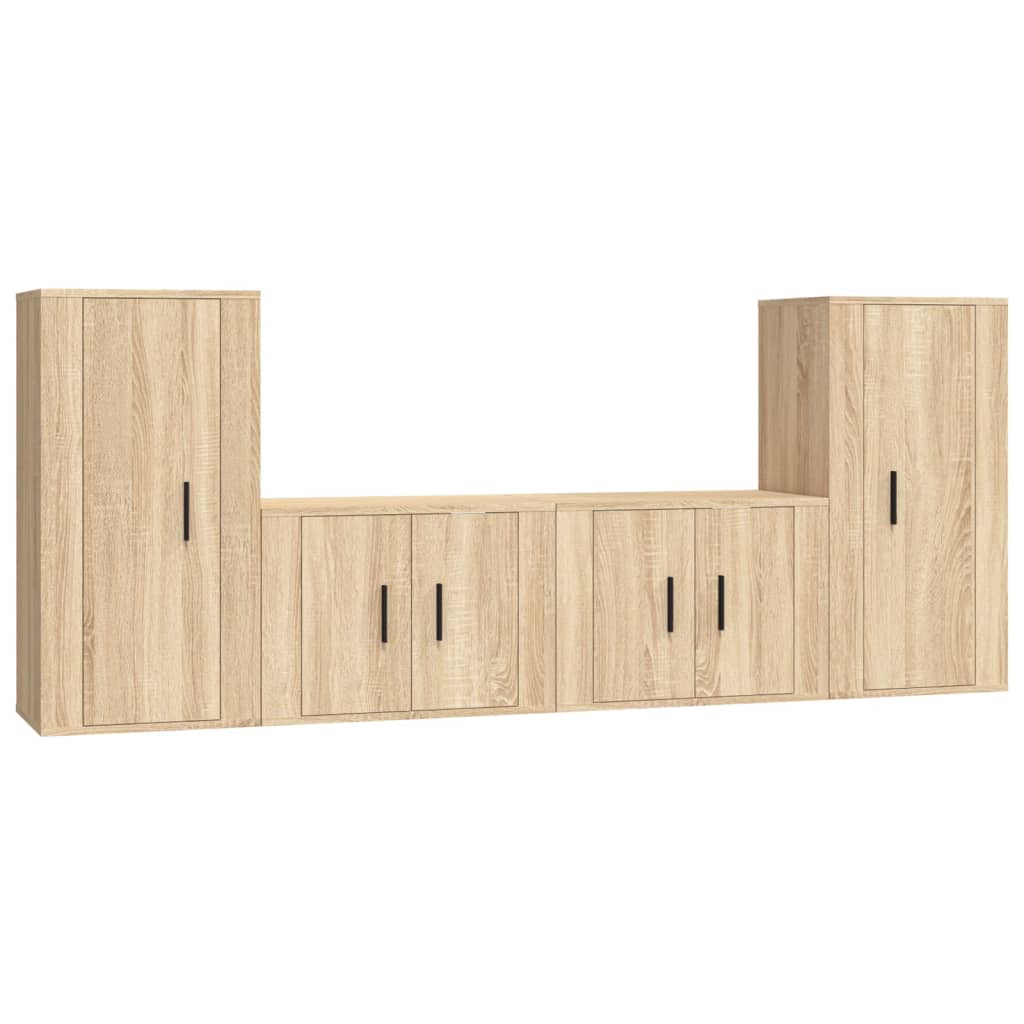 Set di Mobili Porta TV 4 pz Rovere Sonoma in Legno Multistrato - homemem39