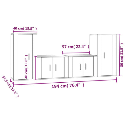 Set di Mobili Porta TV 4 pz Rovere Sonoma in Legno Multistrato - homemem39