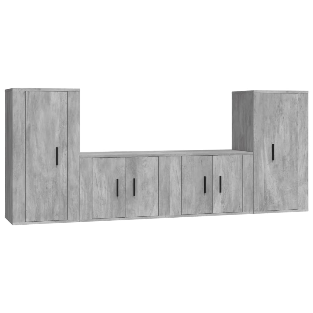 Set di Mobili Porta TV 4 pz Grigio Cemento in Legno Multistrato - homemem39