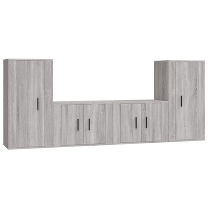 Set di Mobili Porta TV 4 pz Grigio Sonoma in Legno Multistrato - homemem39